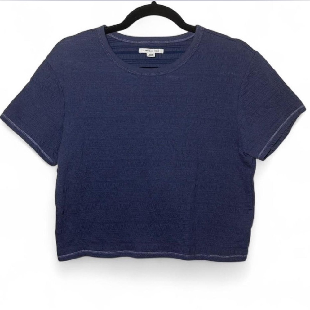 American Eagle Blue Cropped Tee Shirt | Size M